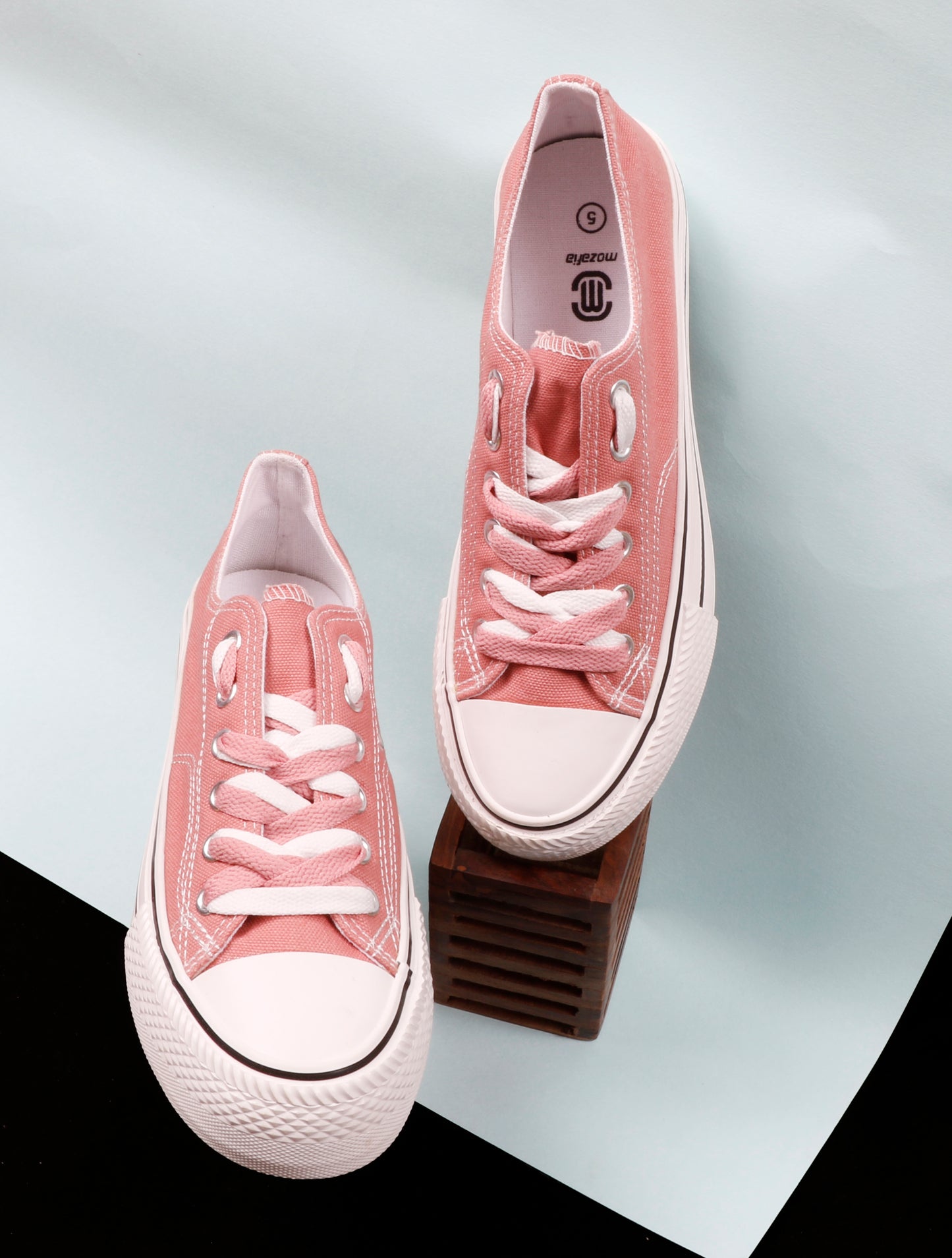 Mozafia Canvas Plim Dual Lace Low Cut Women Shoe