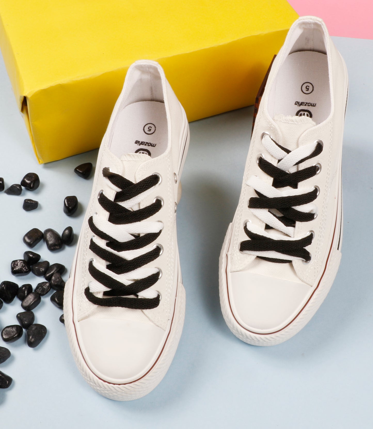 Mozafia Canvas Plim Dual Lace Low Cut Women Shoe