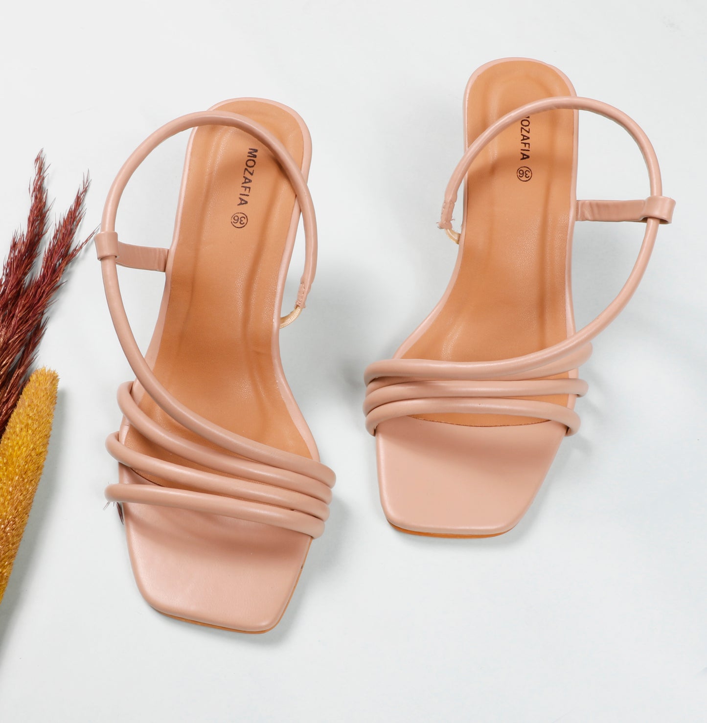 Mozafia Square Toe-Strappy Kitten Heel-1 Women Heel