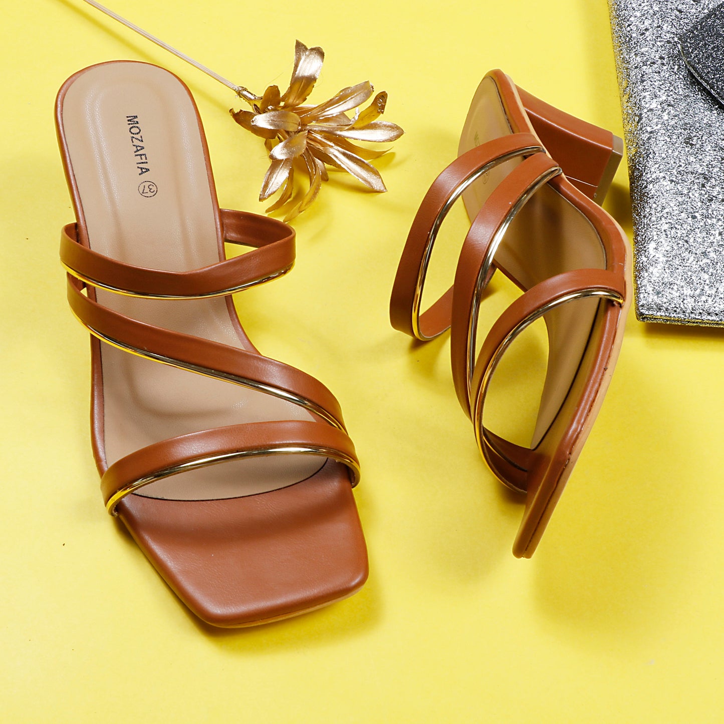 Mozafia Square Toe- Strappy - 4 Women Heel